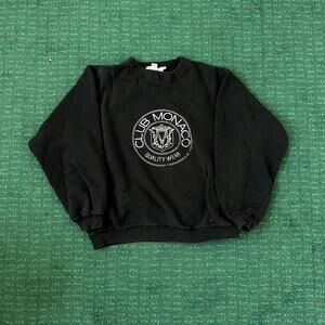 Vintage 90s Black Club Monaco Heritage Crest Sweatshirt M
